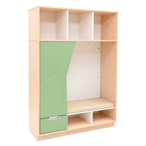 Meuble espace lecture avec casiers et tapis en mousse