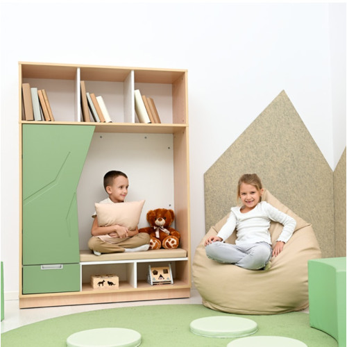 Meuble coin lecture avec casiers