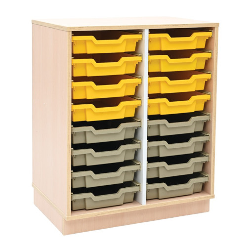 Meuble QUADRO avec 16 bacs - Jaune et beige foncé - KIDEA