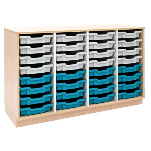 Meuble QUADRO avec 32 bacs - Gris perle et turquoise