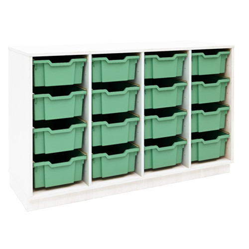 Meuble blanc 4 colonnes QUADRO - 16 bacs vert olive