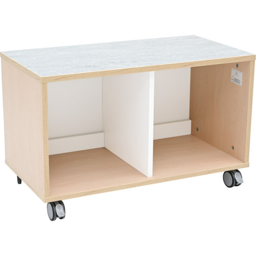 Meuble casiers avec plateau antichoc et roulettes bois