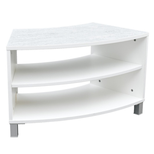 Meuble incurvé avec plateau antichoc blanc