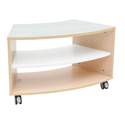 Meuble incurvé avec plateau insonorisé bois avec roulettes