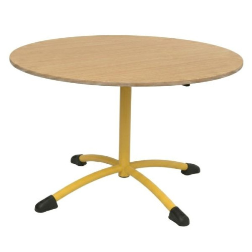 Table ronde scolaire en stratifié jaune