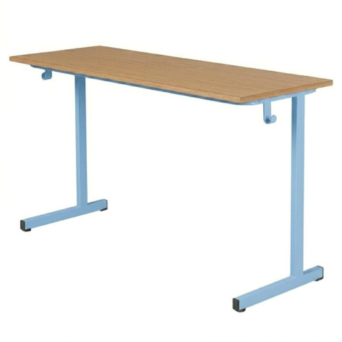 Table scolaire 2 places sans casier bleu clair
