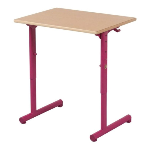 Table maternelle 1 place réglable rose