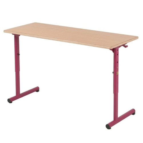 Table maternelle 2 places réglable rose