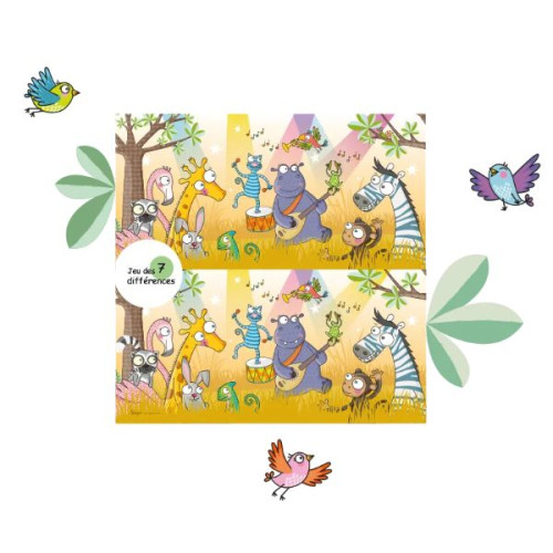 Sticker jeu des 7 différences jungle