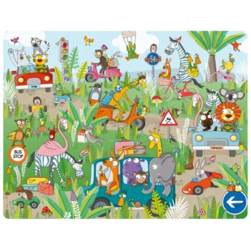 Sticker jeu cherche et trouve Sur la route