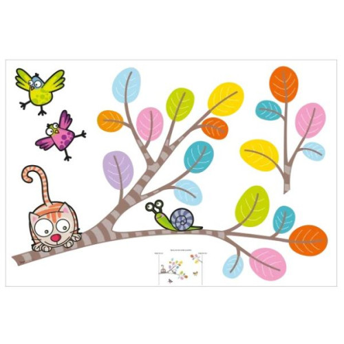 Sticker avec chat perché sur une branche