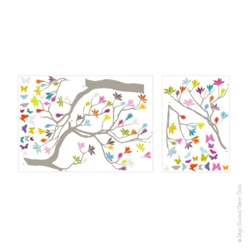 Sticker mural grand magnolia coloré