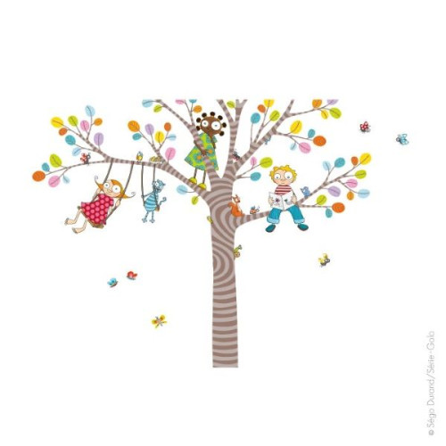 Sticker arbre géant avec enfants qui jouent