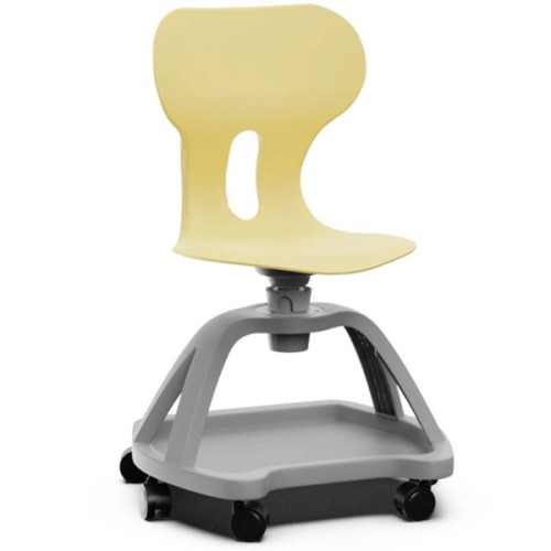 Chaise pivotante jaune avec rangement
