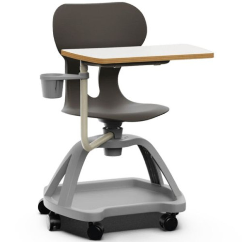 Chaise pivotante avec tablette sur roulettes noir