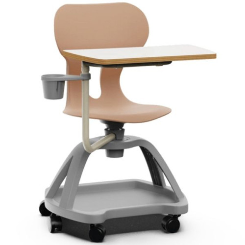 Chaise pivotante avec tablette sur roulettes terracotta