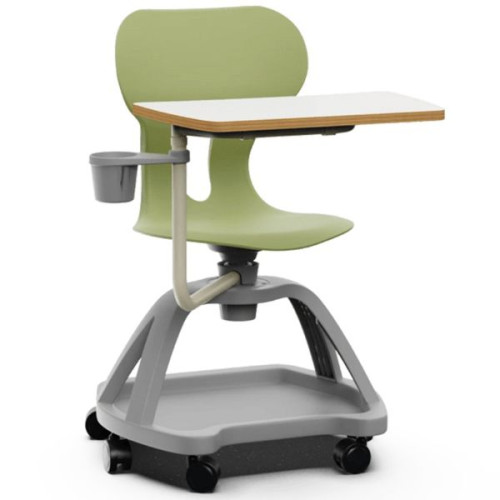 Chaise pivotante avec tablette sur roulettes vert olive