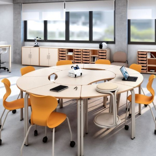 Table trapézoïdale à plateau rabattable salle de classe