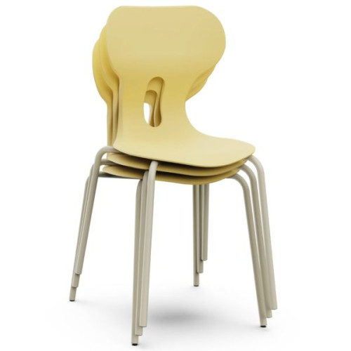 Chaise empilable jaune avec un porte sac