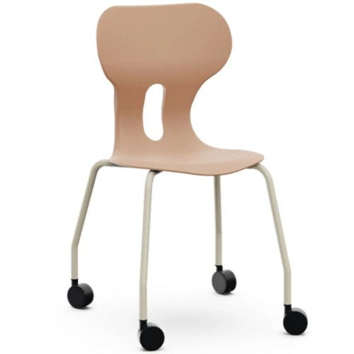 Chaise polypropylène sur roulettes T4 à T6 terracotta clair