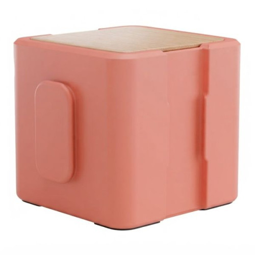 Pouf empilable saumon avec assise en bouleau