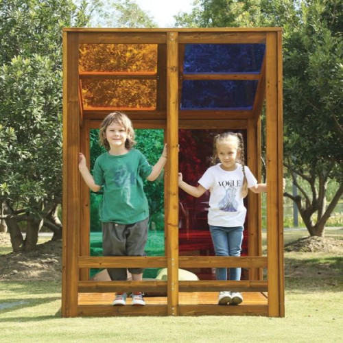 Cabane en bois colorée pour enfants