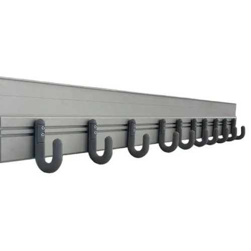 Lisse murale ALU avec 10 patères gris sécurisés et souples