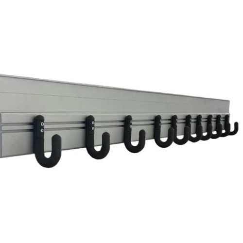 Lisse murale ALU avec 10 patères noir sécurisés et souples