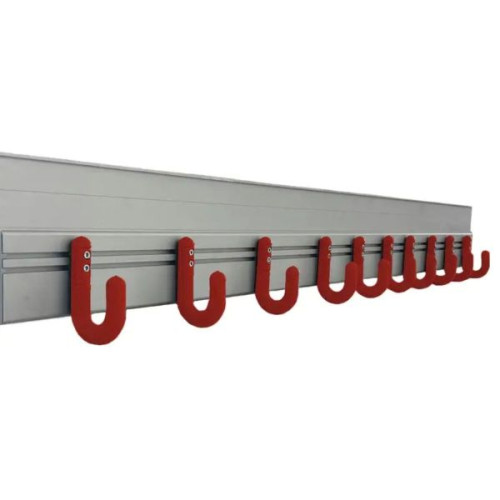 Lisse murale ALU avec 10 patères rouge sécurisés et souples