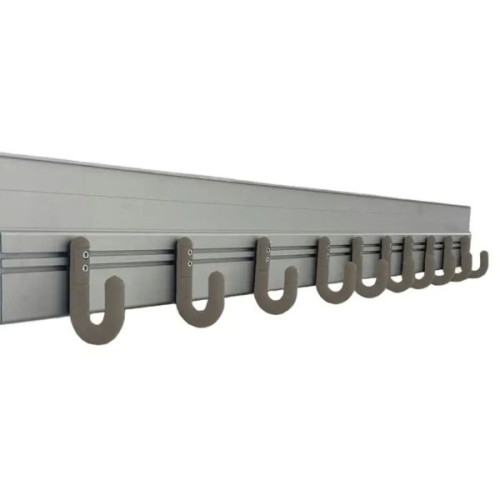 Lisse murale ALU avec 10 patères taupe sécurisés et souples