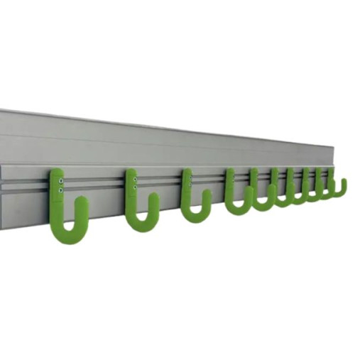 Lisse murale ALU avec 10 patères vert sécurisés et souples