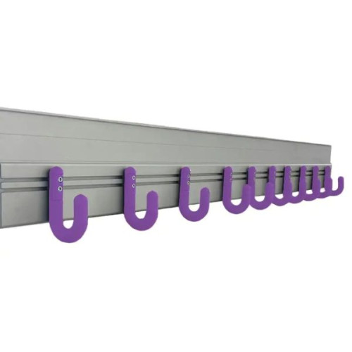 Lisse murale ALU avec 10 patères violet sécurisés et souples