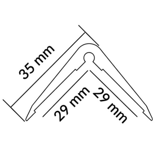 Schéma protection angle mur 3,5 cm x 3,5 cm