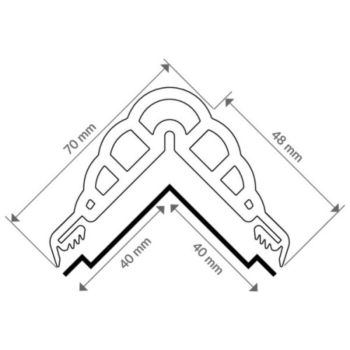 Schéma haute protection d'angle avec alu 70 x 70 mm - 2 m