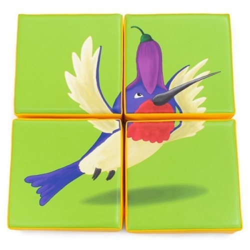 Puzzle double face en mousse (4 pièces) - Colibri et Abeille