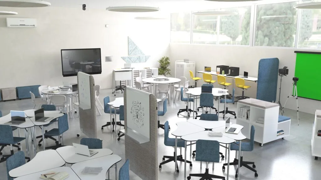 Salle de classe modulable îlots de travail