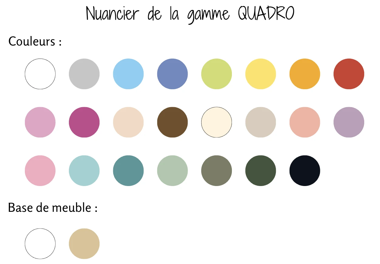 Nuancier de couleurs pour mobilier scolaire personnalisable
