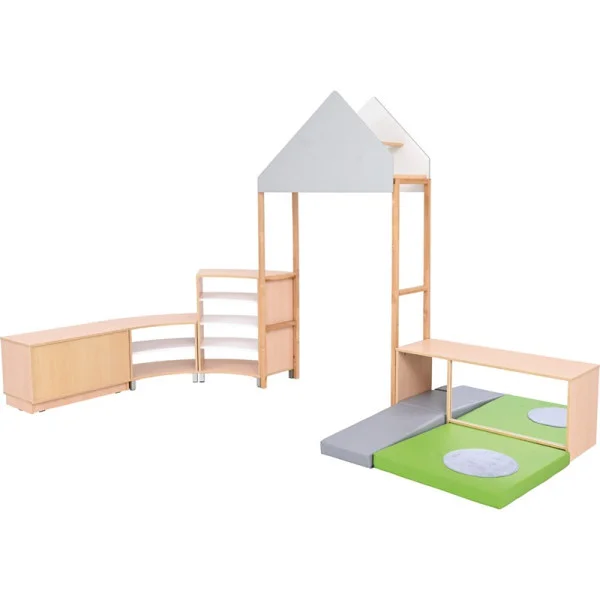 aménagement clé en main espace de vie en crèche avec meubles de rangement modulables