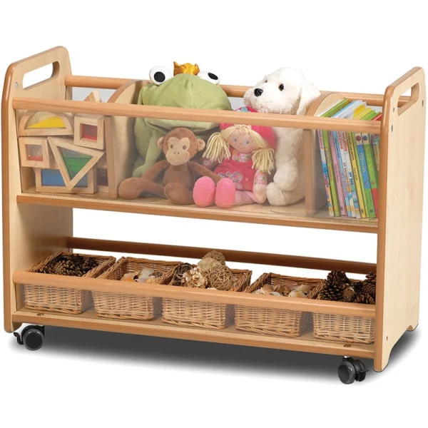 chariot mobile utilisé dans une crèche pour organiser les activités
