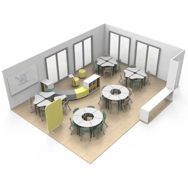 Exemple classe flexible collège avec espace travail et lecture