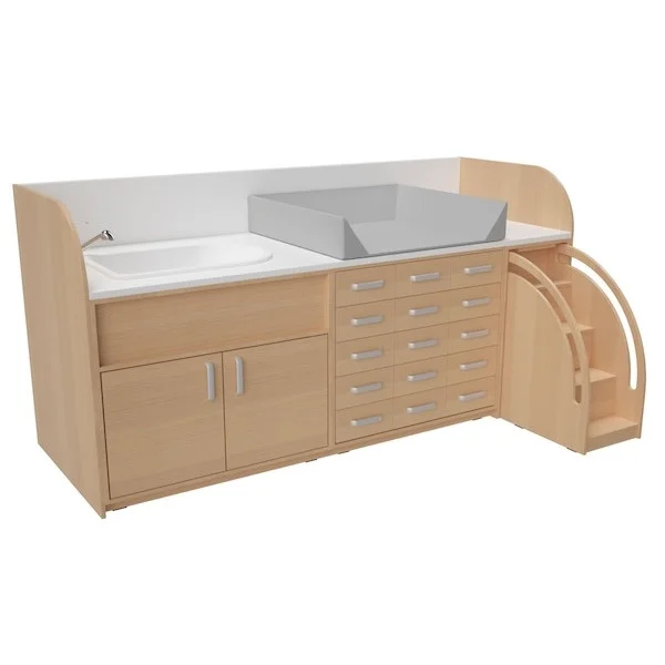 Meuble de change pour creche avec baignoire intégrée