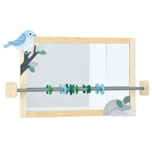 Miroir En Bois Pour Enfants - Petit Miroir à Main Dinosaure - Jouet D'Éveil Et Déco - Dimensions 10x9 Cm