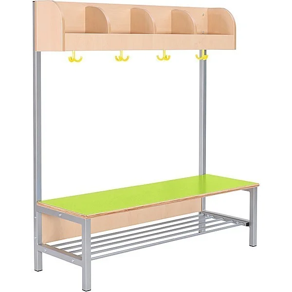 Porte manteaux ecole primaire avec pateres, banc et casiers