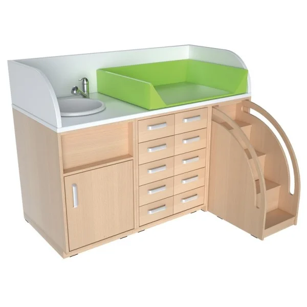 Table à langer avec escalier et lavabo