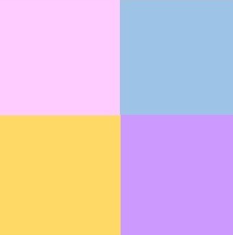 Jaune - rose - lilas et bleu clair