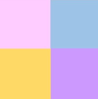 Jaune - rose - lilas et bleu clair